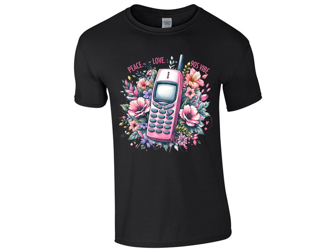 Peace Love 90s Music Mens T-Shirt Retro Vintage Funny Unisex Gift Top T Shirt