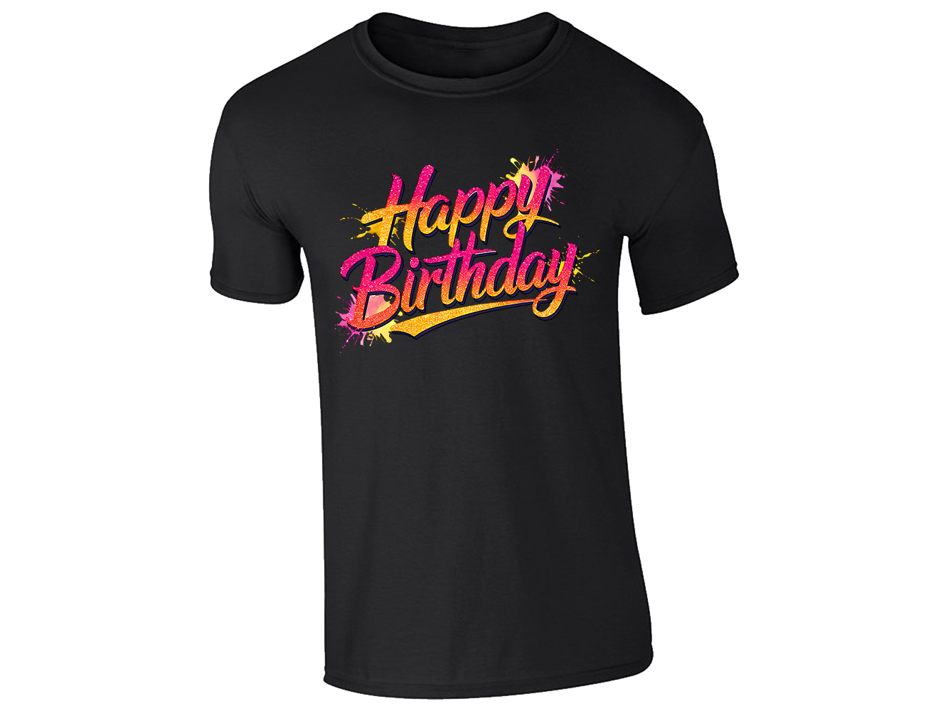 Happy Birthday T-Shirt Mens Colorful Glitter Party Tee Fun Celebration Gift Idea